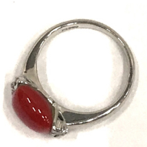 赤珊瑚 リング 指輪 8号 Pt900 ダイヤモンド 0.09ct 重量4.0g アクセサリー ファッション小物 レディース 現状品_画像3