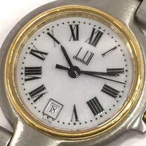 ダンヒル デイト クォーツ 腕時計 レディース ホワイト文字盤 稼働品 純正ブレス ファッション小物 QR035-202