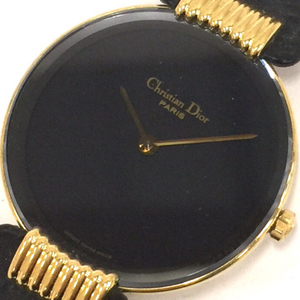 クリスチャンディオール 腕時計 46 153-4 ラウンド 黒文字盤 レディース 純正ベルト Christian Dior QR035-230