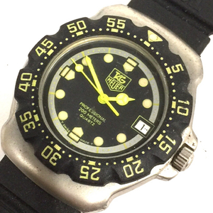 1円 タグホイヤー 腕時計 WA1216 Professional 200m ラウンド デイト クォーツ メンズ 黒×黄 純正ベルト TAG Heuer