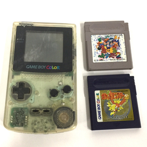 Nintendo CGB-001 ゲームボーイカラー ポケモン金 あにまるぶりーだー2 ソフト セット QX035-33