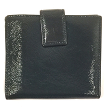 イヴサンローラン 二つ折り財布 Wホック YSLロゴ イタリア製 グリーン×ネイビー系 保存袋付き Yves Saint Laurent_画像2