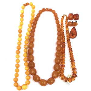  postage 360 jpy 1 jpy amber . is . amber . necklace 3 point / earrings 1 point . accessory small articles set A11167 including in a package NG