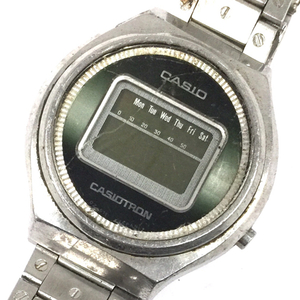 1円 カシオ 腕時計 CASIOTRON 02-501 ラウンド デジタル シルバーカラー金具 クォーツ メンズ 社外ベルト CASIO