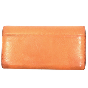 ヒロフ レザー 二つ折り長財布 Hロゴ ボタン ロングウォレット イタリア製 オレンジ系 保存袋付き 現状品の画像2