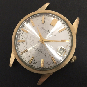 1円 オリエント 腕時計 フェイス Grand Prix Orient Calendar S84066 デイト ゴールドカラー 手巻き メンズ 稼働