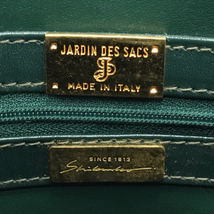 JARDIN DES SACS ハンドバッグ スクエア型 ファスナー開閉 GDカラー金具 クロコ レザー イタリア製 グリーン_画像8