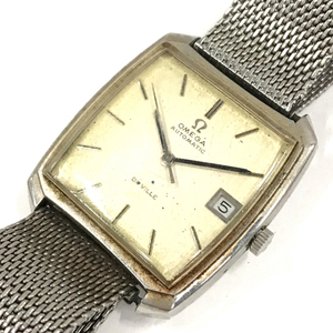 オメガ デビル デイト 自動巻 オートマチック 腕時計 メンズ ホワイト文字盤 不動 社外ブレス OMEGA QR041-69