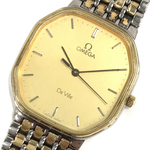 オメガ デビル クォーツ 腕時計 ゴールドカラー文字盤 メンズ 稼働品 純正ブレス ファッション小物 OMEGAの画像1