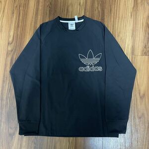 adidas ロンT 黒 L 刺繍 トレフォイル アディダス 厚手