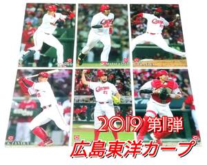 【 2019　第1弾　広島東洋カープ 】　レギュラーカード　全6種　★　カルビープロ野球チップス 田中　中崎　會澤　野間　松山　フランスア