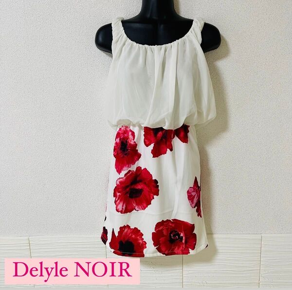 Delyle noir/花柄ワンピース ノースリーブ