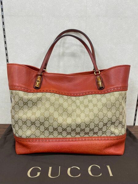 GUCCI グッチ　バンブー GGキャンバス　トートバッグ