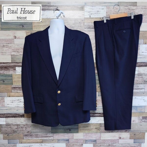 【paul house】セットアップ　金ボタン　 ジャケット　 ネイビー　ブレザー スーツ　L