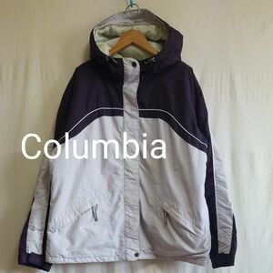 Columbia　薄い中綿　パーカージャケット　ジャンパー　紺サックスグレー系　USA WOMEN'S-XL