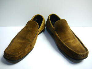 ■ 良品 廃番 稀少 Salvatore Ferragamo SUEDE Driving Shoes Slip On BROWN 8.5 Made In ITALY ■フェラガモ CAR SHOE