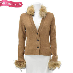 [ beautiful goods * regular price 3.2 ten thousand ]J&R/ J&R cardigan knitted long sleeve fur attaching M Camel Brown beige [NEW]*61AC37