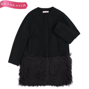 DRESSTERIOR/ Dress Terior lady's long no color coat Tibet ram fur switch long sleeve ound-necked M corresponding black [NEW]*51LE85