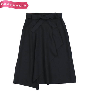 UNTITLED/アンタイトル レディース ロング Aライン スカート ベルト付 大きいサイズ 42 XL相当 黒 [NEW]★51CG70