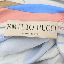 【美品】EMILIO PUCCI/エミリオプッチ ひざ丈 ワンピース プッチ柄 ベルト 巾着×2付 長袖 I:38 S 青系 茶色 他[NEW]★61BC91_画像9