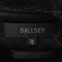 【美品】BALLSEY/ボールジー レディース ひざ丈 ワンピース 半袖 異素材 ウール混 モヘヤ紺 袖シフォン 38 黒系[大感謝祭]★31IB70_画像9