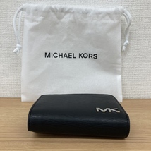 美品　MICHAEL KORS　マイケルコース　コンパクトウォレット　二つ折り財布　ブラック　黒　財布　ロゴ　MK　ワンポイント_画像10