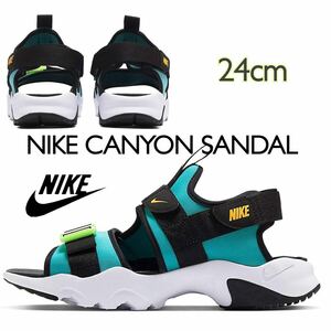 NIKE CANYON SANDAL Nike Canyon sandals (CI8797-300) black blue 24cm box less .