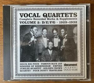 「VOCAL QUARTETS VOL.2 1929-1932」Various 貴重音源コンピレーション 輸入盤CD Folk World Country Gospel document records 1997年発