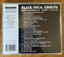 「BLACK VOCAL GROUPS VOL.4 1927-1939」Various 貴重音源コンピ 輸入盤CD Folk World Country Gospel document records 1997年発_画像2