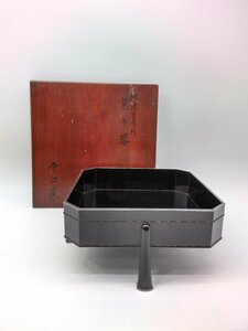 OS 平安 三上揚光堂 銀縁唐淺形 菓子器 漆器 24022901 古美術 骨董品