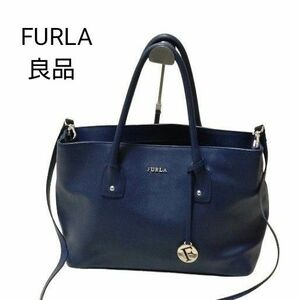 FURLA　フルラ ハンドバッグ　ショルダーバッグ　2way 　トートバッグ　ネイビー