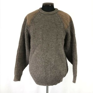 イングランド製☆ブラックシープ/BLACK SHEEP☆本牛革/スエードパッチ/パークレンジャーセーター【メンズL/茶/brown】Tops/sweater◇cBH557