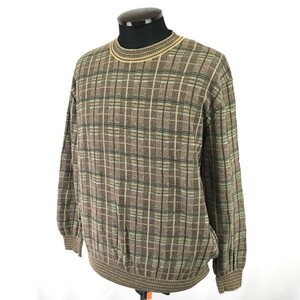 イタリア製★ボット/BOTTO★Vネック/長袖/3Dニットセーター【メンズM/茶系/brown/コットン】Tops/Vintage◆zBH583