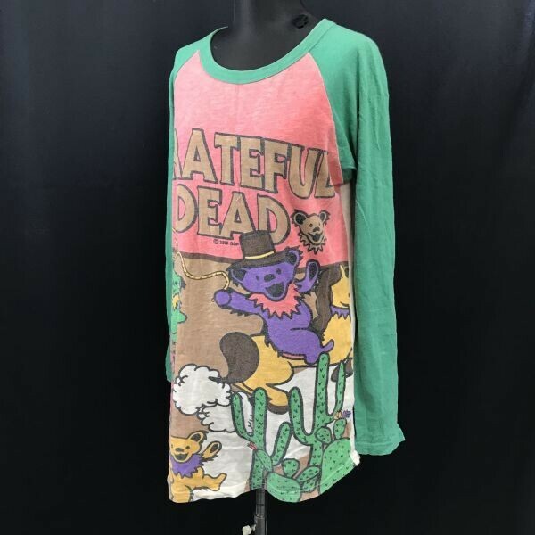 グレイトフルデッド/GRATEFUL DEAD☆Bear/ベア/熊プリント/長袖Tシャツ/ロンT【レディースM/PINK/green】Tops/Shirts◇cBH593