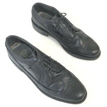 60s-70s?/USA製ビンテージ☆STUART HOLMES☆グッドイヤー製法/ロングウイングチップ【27.5-28.0/黒/BLACK】シボ本革/dress shoes◇bi-170_画像1