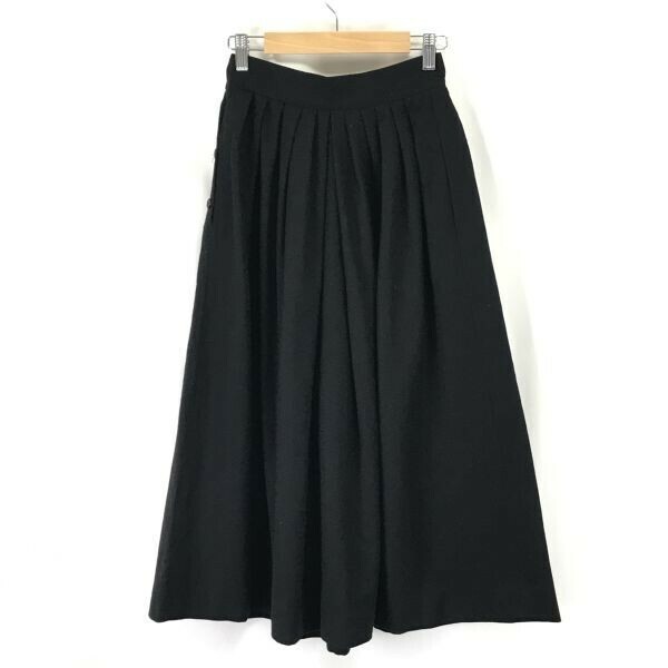 フランス製☆ギラロッシュ/GUY LAROCHE☆フレアスカート/ロング丈/タック【F34/GB6/黒/black】Skirts◇cBH607