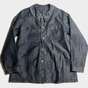 幻BIG! 30's フレンチ ブラック モールスキン ジャケット FRENCH BLACK MOLESKIN JACKET ワーク WORK カバーオール TIGRA レア ビッグ BLUE