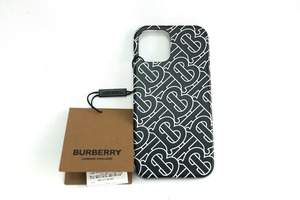 Burberry バーバリー Leather TB Monogram レザーTBモノグラム iPhone 12 Pro Case -アイフォン12プロ Black ブラック One Size