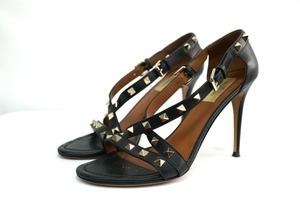 VALENTINO ヴァレンティノ Rockstud Sandal ロックスタッズ サンダル ブラック 38.5サイズ （約25.5cm）レザー