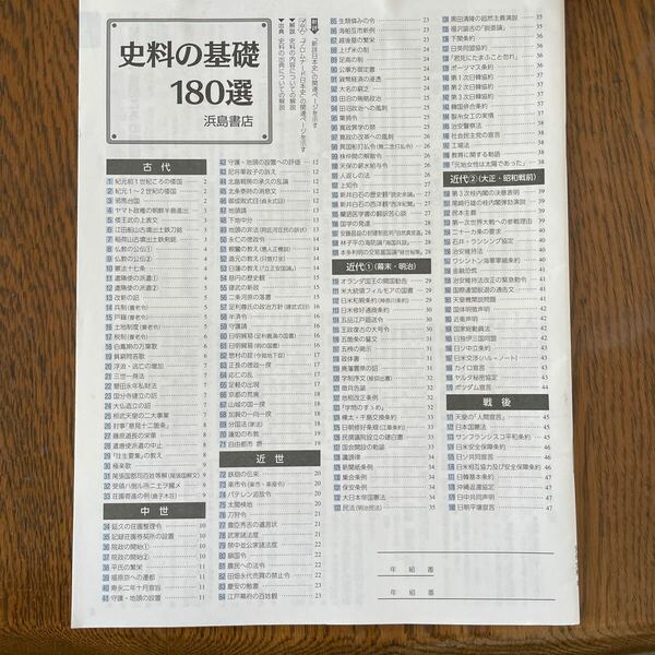 史料の基礎、180選、浜島書店