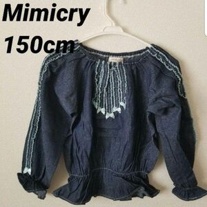 【未使用タグ付】Mimicry ワンピース 150cm ブラウス/デニム/リボン/チュニック