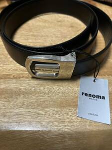 【未使用 美品】RENOMA レノマ ベルト シンプル 無地 ブラック ベルト バックル ファッション小物 アクセサリー メンズ レザーベルト