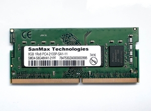 動作確認済 中古 メモリ 8GB 260pin SO-DIMM DDR4-2133 SMD4-S8G48HA1-21PF ノートパソコン用メモリ SanMax