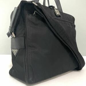 PRADA プラダ 三角ロゴプレート A4可能 テスートナイロン ビジネスバッグ ブラック ショルダーベルト付属 2WAY 黒 メンズ 