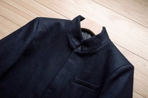 特価D9530-2XL新品 ウール混 コート メンズ 中綿コート 高品質 立ち襟 スリム 厚手 防寒 カジュアル ロングコート ジャケット/ネイビー_画像3