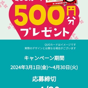 オリジナルクオカード500円分当たる！あずま納豆、締切4月30日、懸賞応募の画像1