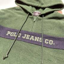 90s POLO JEANS ポロジーンズ プルオーバー パーカー フリース グリーン 緑 L vintage ヴィンテージ ビンテージ USA_画像4