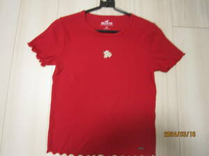 HOLLISTER　赤のワンポイントの半袖シャツ　XS　美品