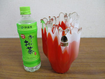 【Y10/D】KURATA クラタ フラワーベース 花瓶 花びん 赤 マーブル _画像1