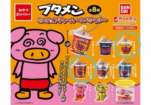 ブタメンミニチュアチャーム カレー味 とんこつ味（キラキラ） 2点セット